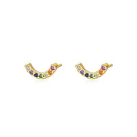 Mini Colorful Crystal Crescent Moon Stud Earrings
