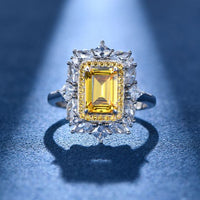 Masculine Baguette Created High Carbon Diamond Flower Ring in 925 Sterling Silver
