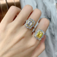 Masculine Baguette Created High Carbon Diamond Flower Ring in 925 Sterling Silver