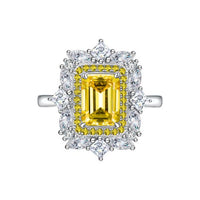 Masculine Baguette Created High Carbon Diamond Flower Ring in 925 Sterling Silver