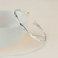 Double Layer Twisted 999 Sterling Silver Open Bangle