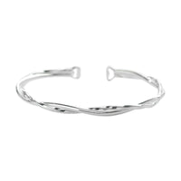 Double Layer Twisted 999 Sterling Silver Open Bangle