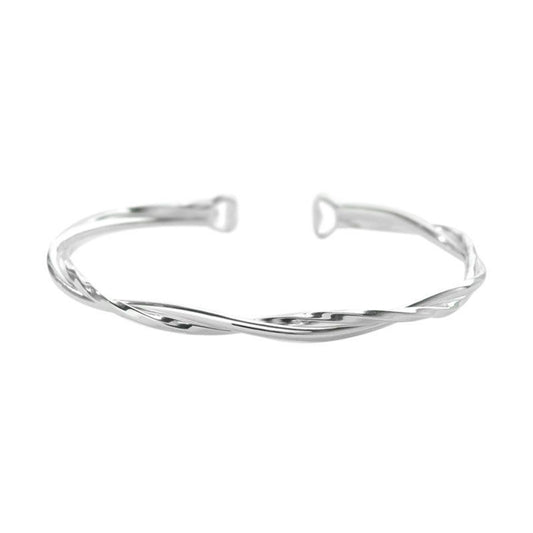 Double Layer Twisted 999 Sterling Silver Open Bangle