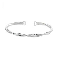 Double Layer Twisted 999 Sterling Silver Open Bangle