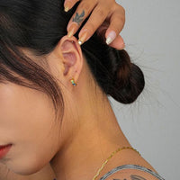 Colorful Crystal Baguette C Shape Sterling Silver Stud Earrings