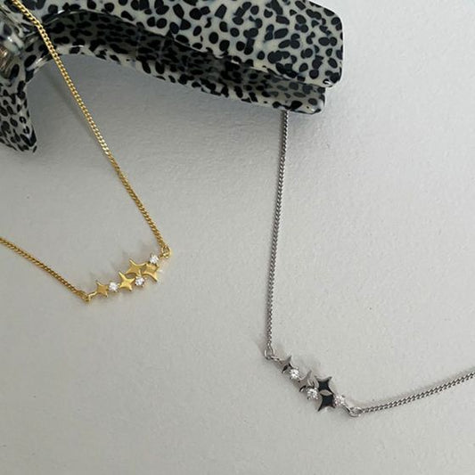 Quadrangular Stars CZ Necklace, 925 Sterling Silver