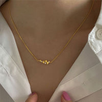 Quadrangular Stars Crystal Necklace, 925 Sterling Silver