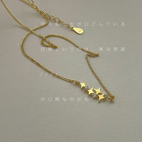 Quadrangular Stars Crystal Necklace, 925 Sterling Silver