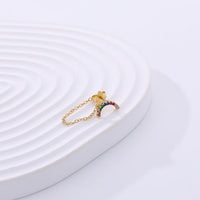 Rainbow Chain Tassel Sterling Silver Earring (Single)