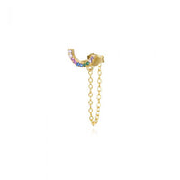 Rainbow Chain Tassel Sterling Silver Earring (Single)