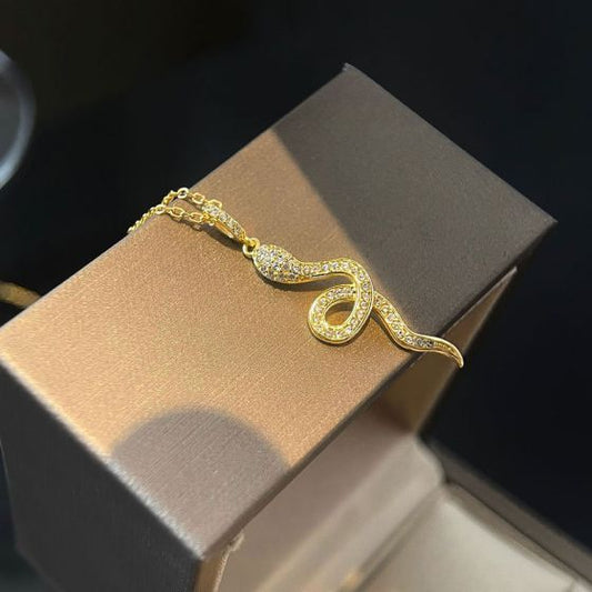 Twisted Snake CZ Necklace in 925 Sterling Silver