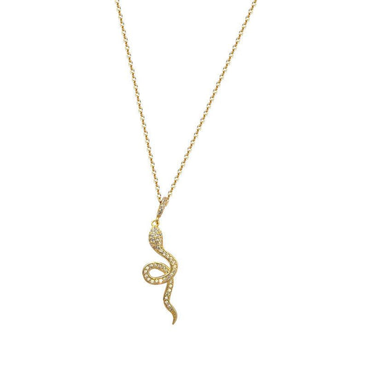 Twisted Snake CZ Necklace in 925 Sterling Silver