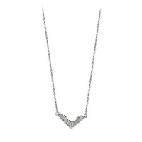 V Letter Crystal 925 Sterling Silver Necklace