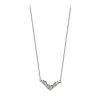 V Letter Crystal 925 Sterling Silver Necklace
