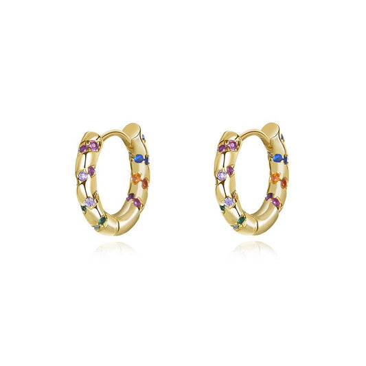 Rainbow Zircon Circle Hoop Earrings