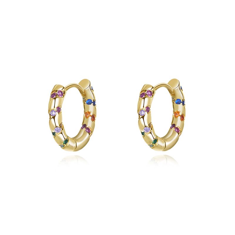 Rainbow Zircon Circle Hoop Earrings