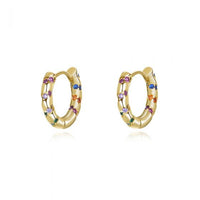 Rainbow Zircon Circle Hoop Earrings