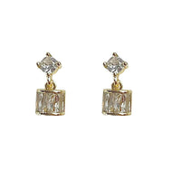 Elegant Geometry Square Crystal Drop Earrings