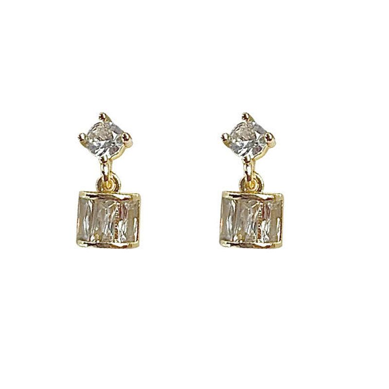 Elegant Geometry Square Crystal Drop Earrings