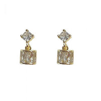 Elegant Geometry Square Crystal Drop Earrings