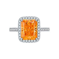 8x10mm Baguette Created High Carbon Diamond Ring with Crystal Border in 925 Sterling Silver