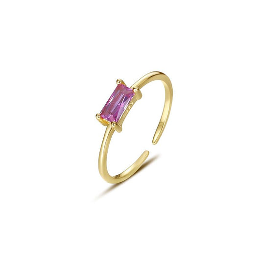 Geometry CZ Baguette Adjustable 925 Sterling Silver Ring