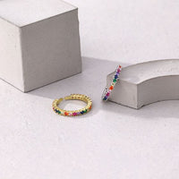 Rainbow Zircon 925 Sterling Silver Adjustable Ring