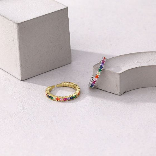 Rainbow Zircon 925 Sterling Silver Adjustable Ring