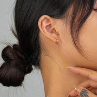 Colorful Crystal Circle 925 Sterling Silver Hoop Earrings