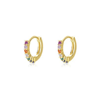 Colorful Crystal Circle 925 Sterling Silver Hoop Earrings