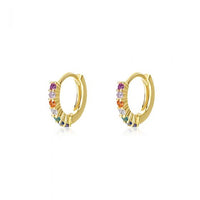 Colorful Crystal Circle 925 Sterling Silver Hoop Earrings