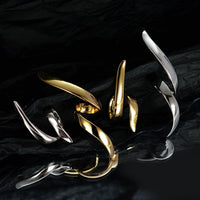 Irregular Wrapped Lines Sterling Silver Stud Earrings