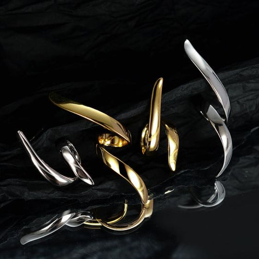 Irregular Wrapped Lines Sterling Silver Stud Earrings