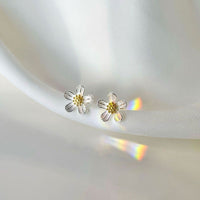 White Daisy S999 Sterling Silver Stud Earrings
