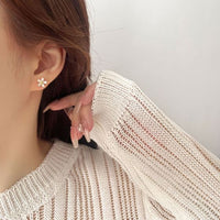 White Daisy S999 Sterling Silver Stud Earrings