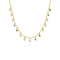 Round Crystal Four-Claw 925 Sterling Silver Necklace