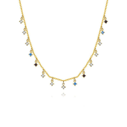 Round CZ Four-Claw 925 Sterling Silver Necklace