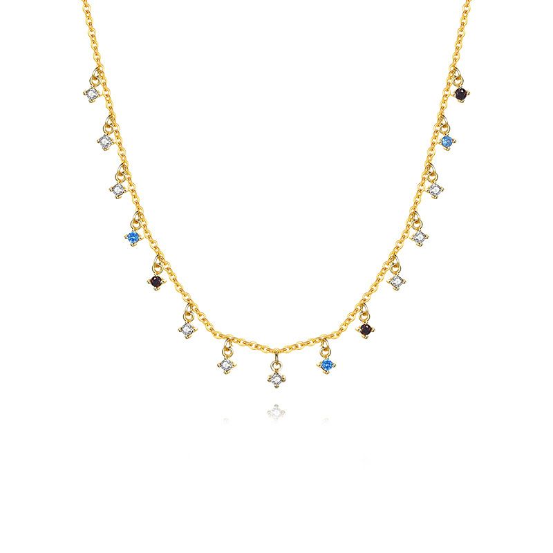 Round Crystal Four-Claw 925 Sterling Silver Necklace