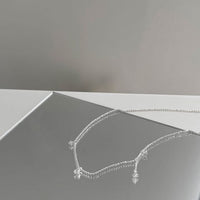 Crystal Teardrop Tassel Stacker Necklace