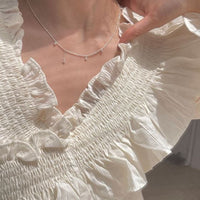 Crystal Teardrop Tassel Stacker Necklace