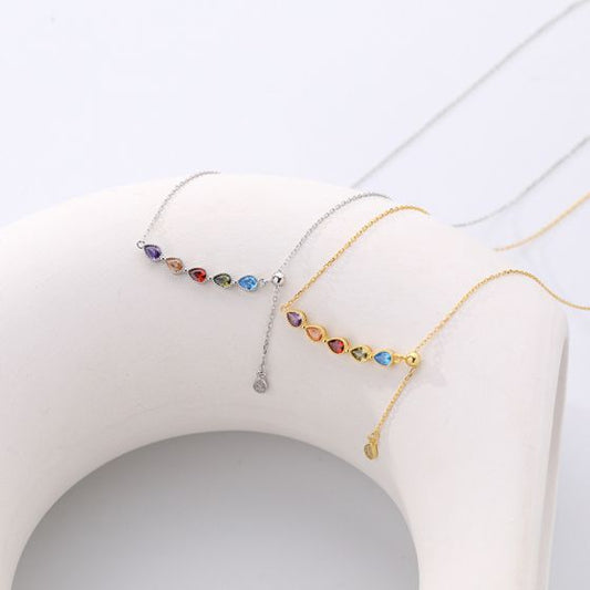 Colorful Waterdrop Zirconia Smile Necklace