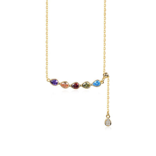 Colorful Waterdrop Zirconia Smile Necklace