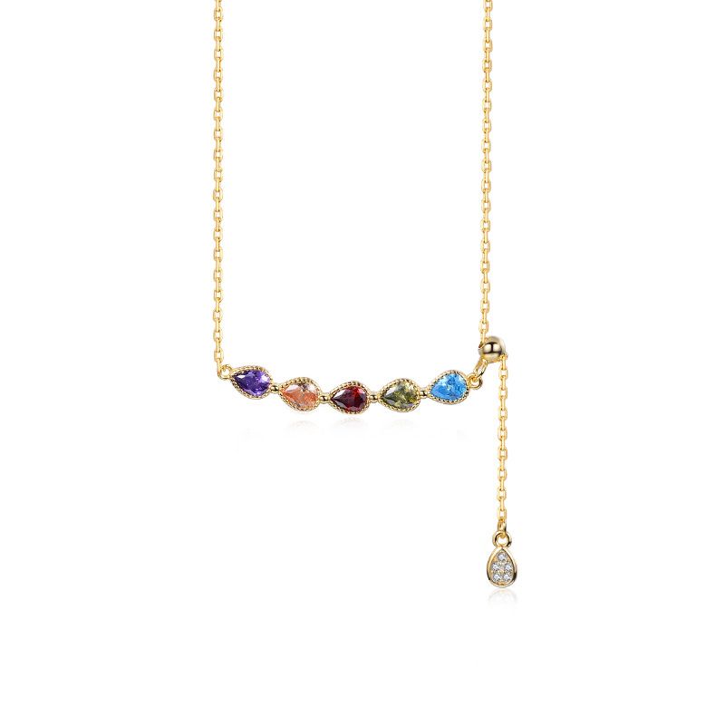 Colorful Waterdrop Zirconia Smile Necklace