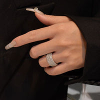 Men's Micro Setting Net Arc Adjustable 925 Sterling Silver Ring