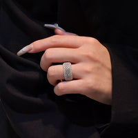 Men's Micro Setting Net Arc Adjustable 925 Sterling Silver Ring