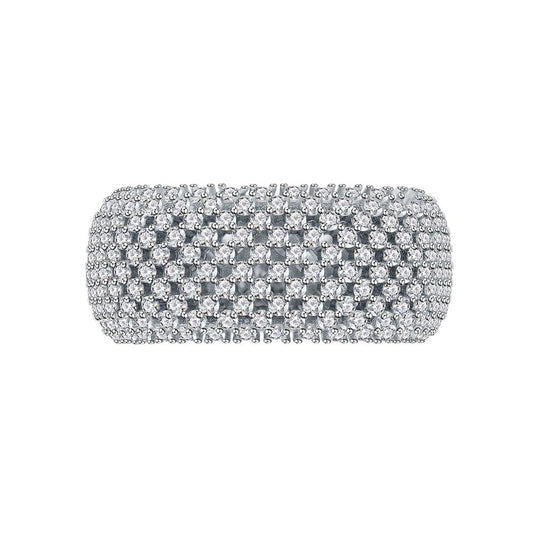 Men's Micro Setting Net Arc Adjustable 925 Sterling Silver Ring