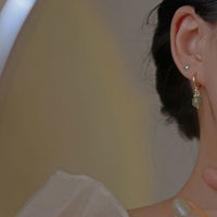 Green Agate Round Hoop Earrings in 925 Sterling Silver