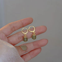 Green Agate Round Hoop Earrings in 925 Sterling Silver