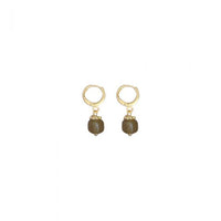 Green Agate Round Hoop Earrings in 925 Sterling Silver