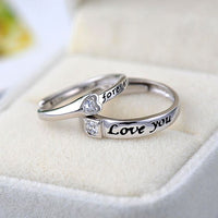 Love You Forever Crystal Hearts 925 Sterling Silver Adjustable Promise Ring